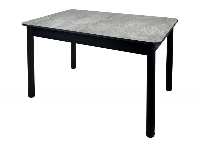 Стол Премьер раздвижной 120 x 80 (+50) см / Прямоугольный / Пластик Каспий срез камня / Опора 4 Чёрная РУСТ